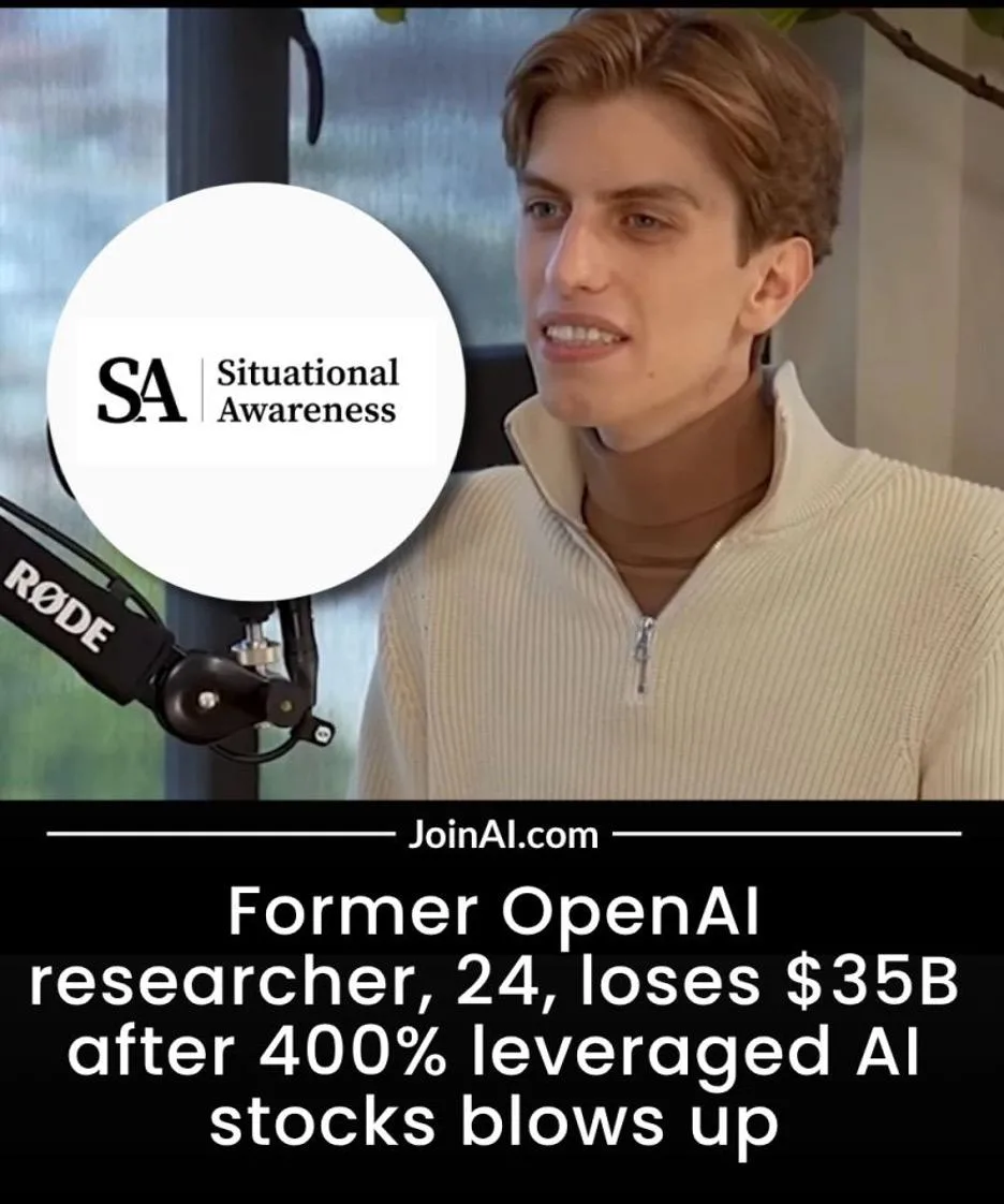 Freak | Axxcess Platform Video interview thumbnail: man in a beige zip sweater sits in a studio with a microphone in front; a circular 'SA Situational Awareness' logo overlays the scene, and a bold headline about a former OpenAI researcher losing B is displayed below.
